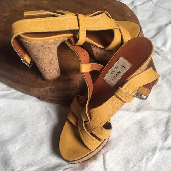 Lanvin Leather & Cork Platform Sandals - Picture 3 of 4